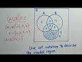 Describe the shaded region using set notation