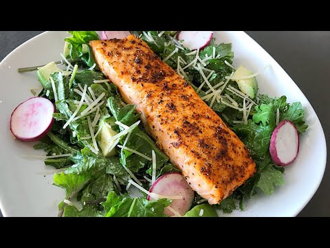 Quick and Easy BROILED SALMON with Caesar Salad