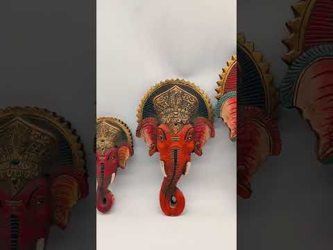 Handmade Wooden Ganesha Face Mask Wall Mask for Home decor