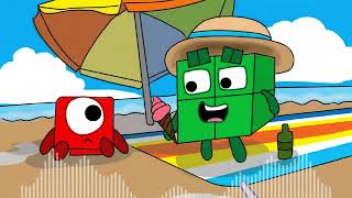 Numberblock 1 Meets 4 at the Beach! Fun in the Sun! Numberblock song
