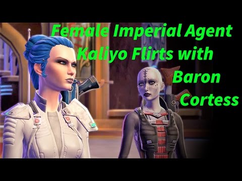 SWTOR Kaliyo Djannis flirts with Baron Cortess (Female Imperial Agent)