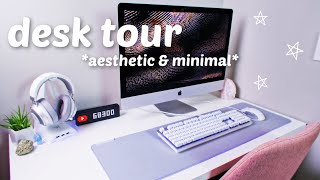 desk tour | aesthetic & minimal setup for productivity, gaming, etc.