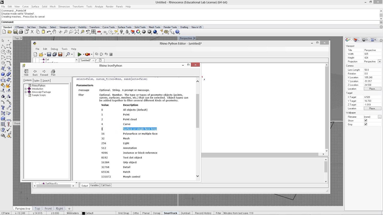 RhinoPython EvaluateSurface