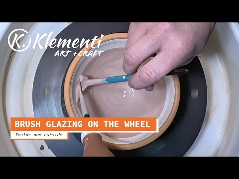 POTTERY TIP: Brushing glaze using a spinning potter’s wheel (ASMR, no text, no voice over)