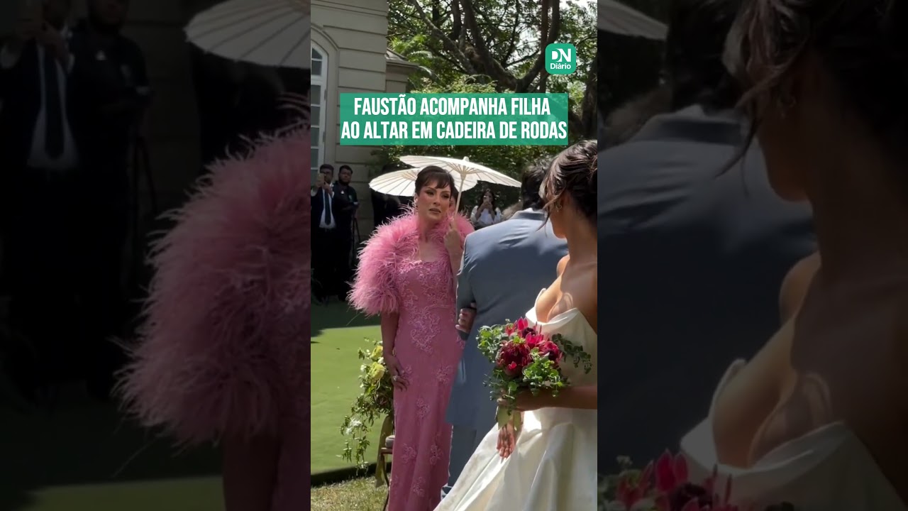 Imagem da notícia Em cadeira de rodas, Faustão acompanha filha ao altar durante casamento; veja vídeo
