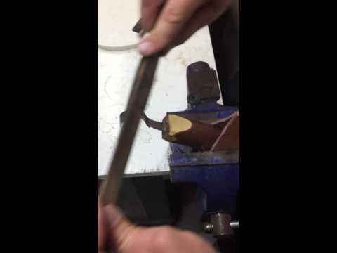 Sharpening a curved gouge for spoon carving