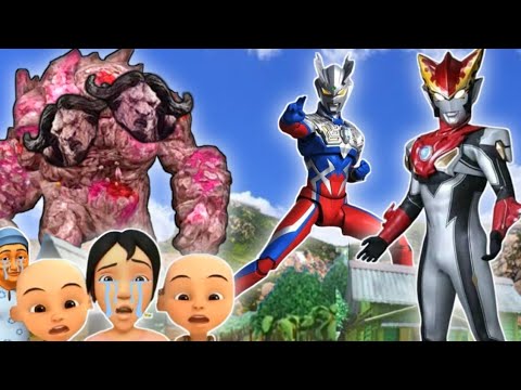 Upin Ipin berubah jadi Ultraman Rosso & Ultraman zero melawan monster banteng