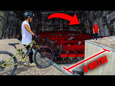 Jumping from the roof of an abandoned cinema featuring Insta360 GO3