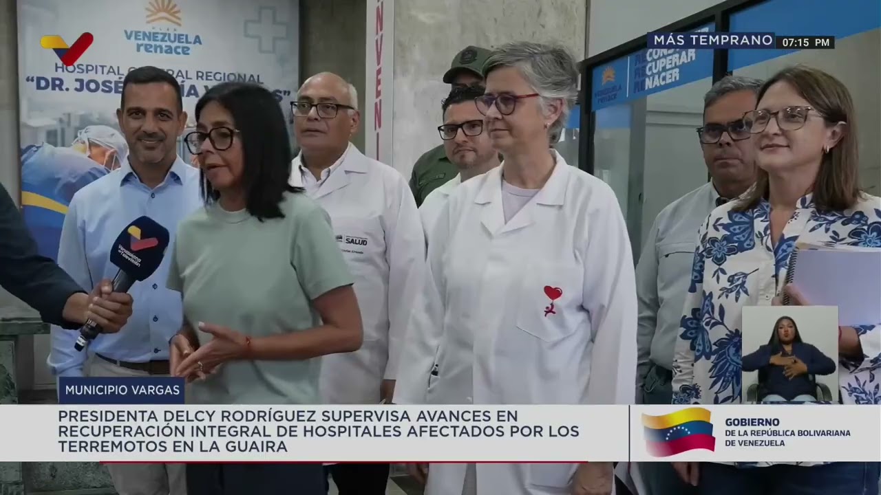 Delcy Rodríguez visita hospitales de La Guaira afectados por terremotos, 3 de octubre de 2026