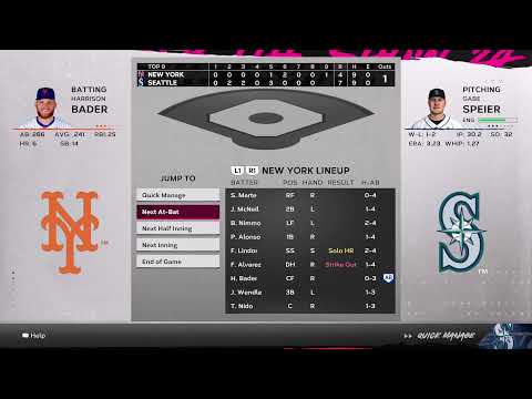 Mariners (67-50) vs Mets (46-71) | Gm 118/162