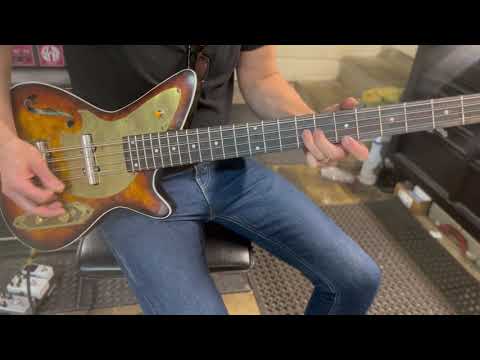 8 String Octave Bass Locking Nut Postal 8 String Octave Dixie Flyer Bass Handmade Sunburst | Reverb