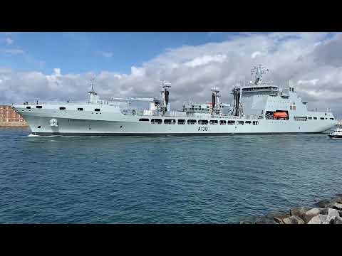 RFA Tidesurge sails from Portsmouth