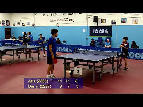 Aziz (2355) vs Darryl (2227) at 2019 Fall ICC Joola Open - Cadet Boys Sem-Final