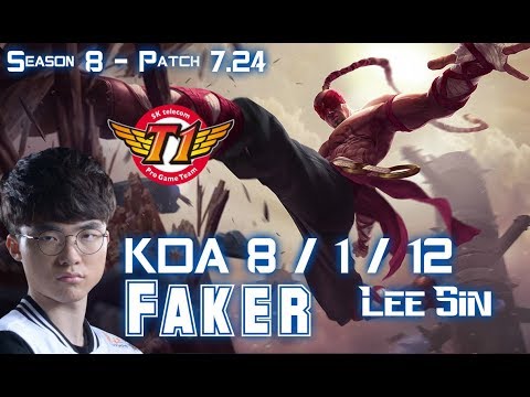 SKT T1 Faker LEE SIN vs RENGAR Jungle - Patch 7.24 KR Ranked
