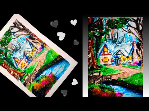 Painting The Basic Cottage In Acrylics / House Garden / Art.
