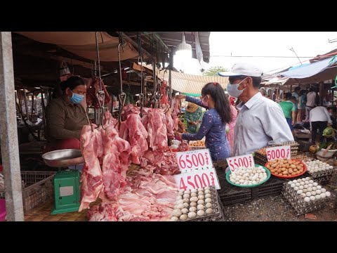 Morning Food Market At Phsa Kramoun - Walking Around Phsa In My Area Lockdown @ Russey Keo
