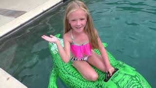 Pool is Lava Challenge!! Pool Monster Escape Prank on Giant Pool Toys!