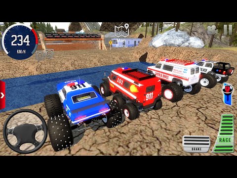 Juegos De Carros - Police Monster Truck, Fire Truck, Ambulance Dirt Car #1 - Android / IOS Gameplay