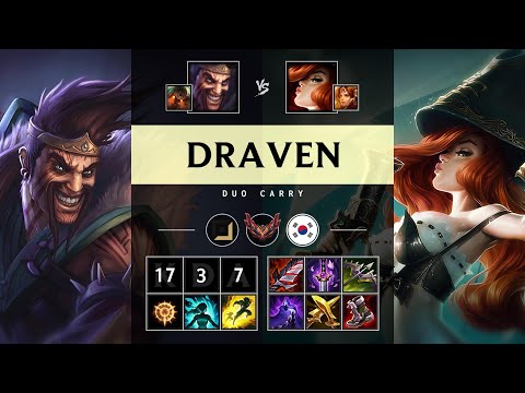 Draven ADC vs Miss Fortune: Quadra Kill, Godlike - KR Grandmaster Patch 14.24