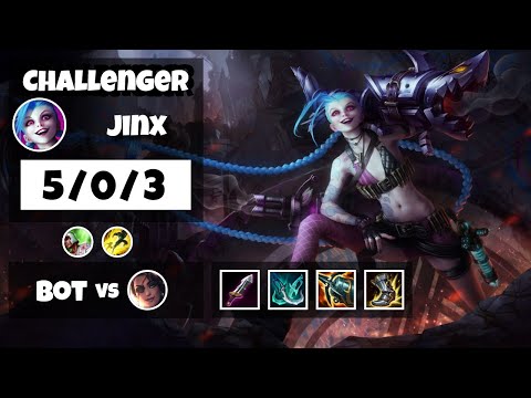 Jinx Gameplay Challenger Replay S11 - 11.8 Bot Lane (5/0/3) - KOREAN