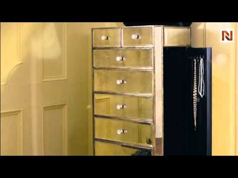 Collette Mirrored Jewelry Chest by Bassett Mirror-T1267-927