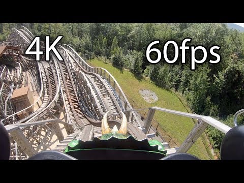 Front row point of view footage of Roar-O-Saurus