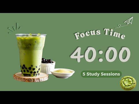 4-Hour 40/5 Pomodoro Timer | 🍵 Matcha Study With Me | Lofi Chillhop Beats for Deep Focus
