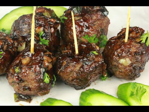 Sweet And Sticky Meat Balls With Veggies  Asian Style | Juicy Meat Ball Recipe With Vegetables