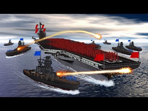 Minecraft | RAFT FORT VS UNITED STATES WARSHIP! (Boat Wars Challenge)