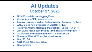 AI Updates - October 27, 2023 - Mistral.AI vs GPT, Fast.AI, DALL-E 3, JAX, RAG, FlashAttention, ...