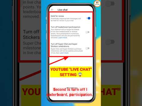 Youtube "Live Chat" Setting 😱 #shorts #short #youtubesettings #livechatsetting #youtubelive