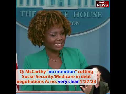 Q: McCarthy “no intention” cutting Social Security/Medicare in debt negotiations A: no, very clear