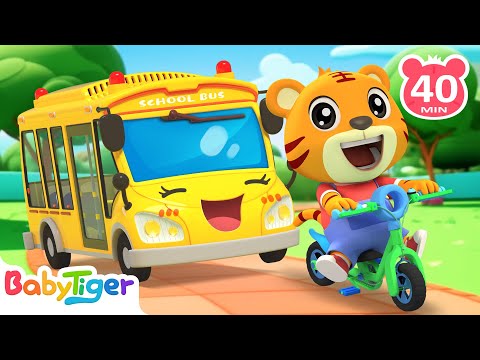 Wheels On The Bus Round And Round???? + BabyTiger Animal Songs & Nursery Rhymes