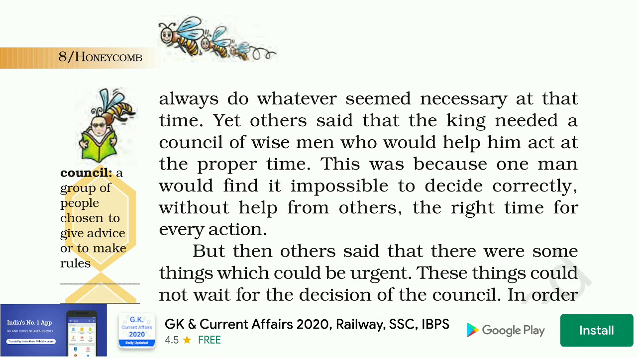 Class 7 English book honeycomb chapter 1 Three Questions