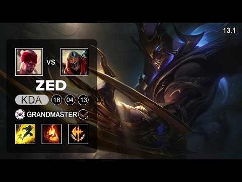 Zed vs Lee Sin Mid - KR Grandmaster - Patch 13.1 Season 13
