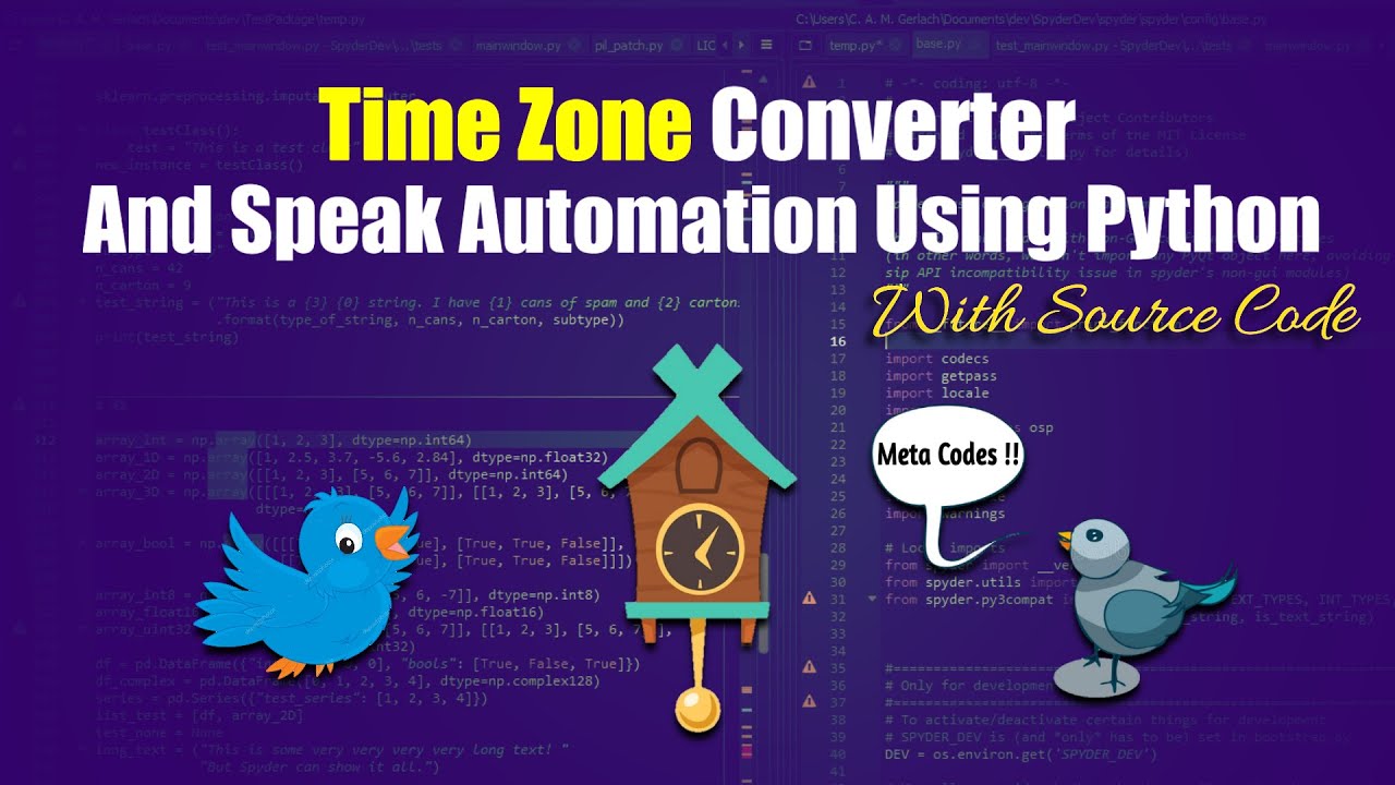 Timezone Converter And Speek Automation Using Python With Source Code | Meta Codes
