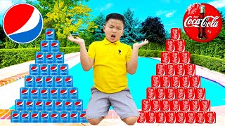 Wendy and Alex Pretend Play Coke Vs Pepsi Challenge for Kids