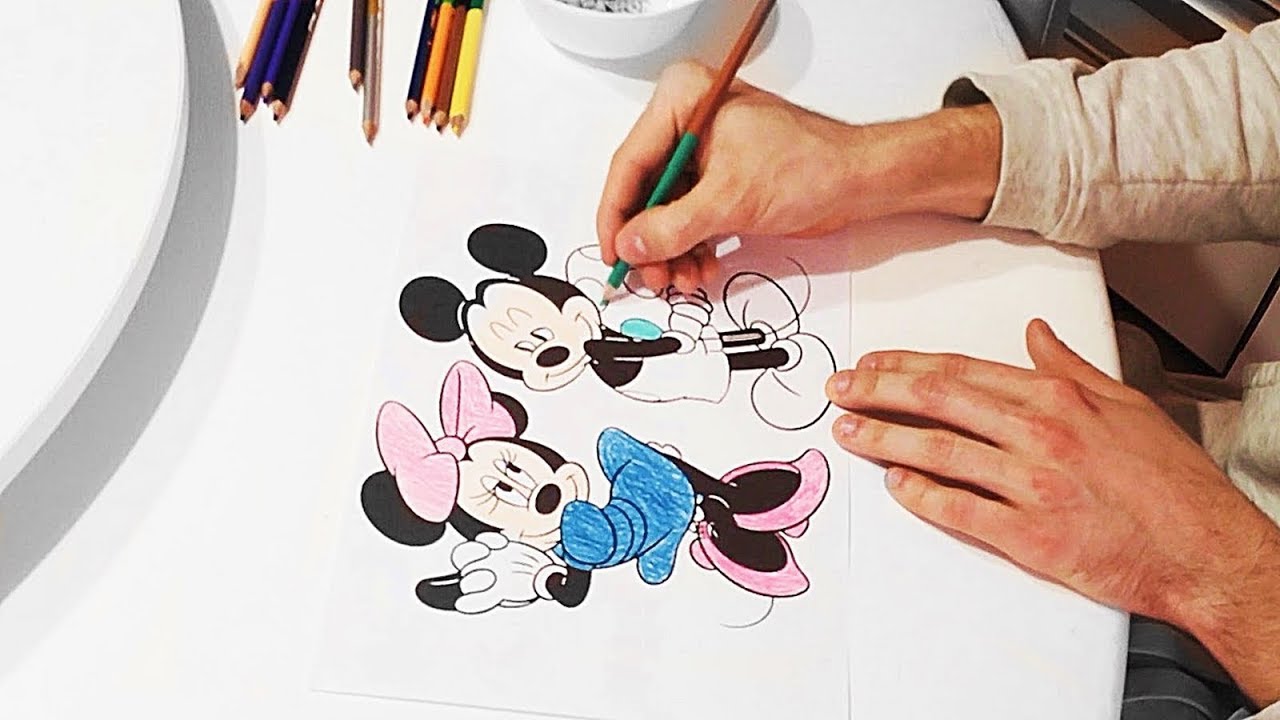 Coloring Page FOR KIDS Happy Easter Love Mickey And Minnie Mouse Disney Edition