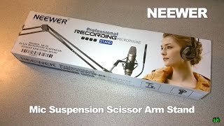 Video thumbnail for Neewer Mic Suspension Scissor Arm/Stand - Unbox and Review by BenoniStudio