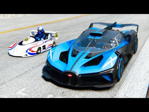 Bugatti Bolide vs Super Kart 250cc at Top Gear Track