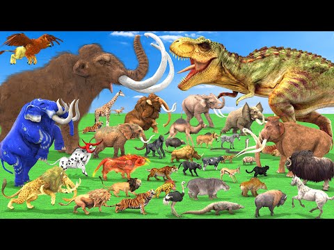 Mammoth Elephant vs T-Rex Dinosaurs Versus Wild Animals Epic Battle Animal Revolt Battle Simulator