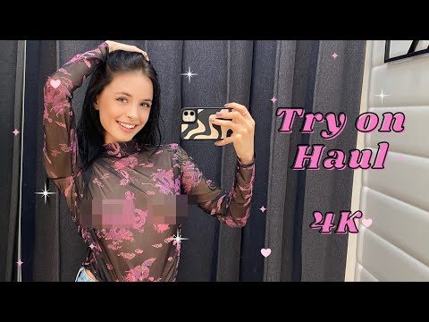[4K] Transparent Outfits In Dressing Room | Try on Haul with Karina