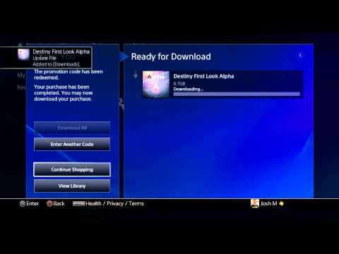 I'm downloading Destiny First Look Alpha on PS4!