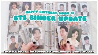organizing + storing new photocards into my bts binder 🌙💜🍰 jimin birthday + kpop life updates