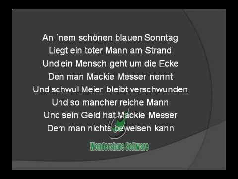 Drei Groschenoper - Moritat -  Mack the Knife -  MACKIE MESSER von Wolfgang Linsmaier