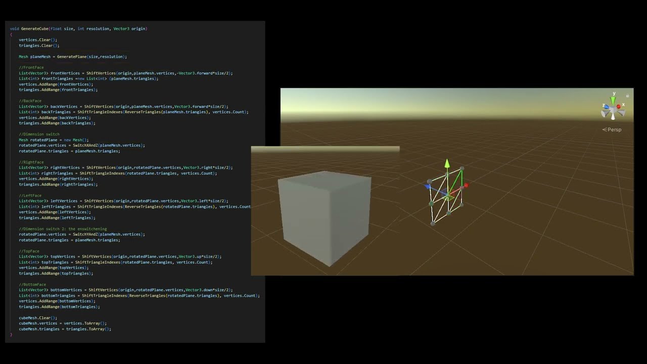 How to draw a cube in Unity with Mesh Renderer (Featuring a sphere)