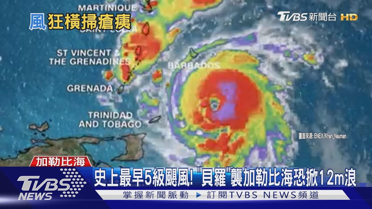 史上最早5級颶風! 「貝羅」襲加勒比海恐掀12m浪