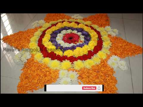 Top 10 festival Rangoli designs/ Flower Rangolis by Ravali #shortvideos