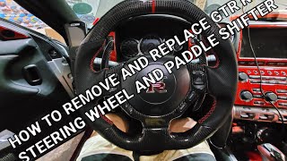 2010 GTR R35 TUTORIAL STEP BY STEP ON HOW TO REMOVE AND REPLACE STEERING WHEEL AND PADDLE SHIFTER