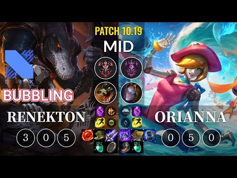 DRX Bubbling Renekton vs Orianna Mid - KR Patch 10.19